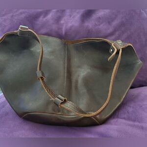 Portland Leather Kangaroo Shoulder Bag in Cold Brew